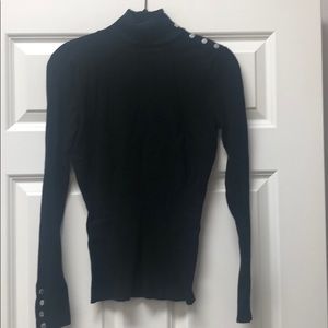 WHBM black turtleneck with silver accents (sz S)